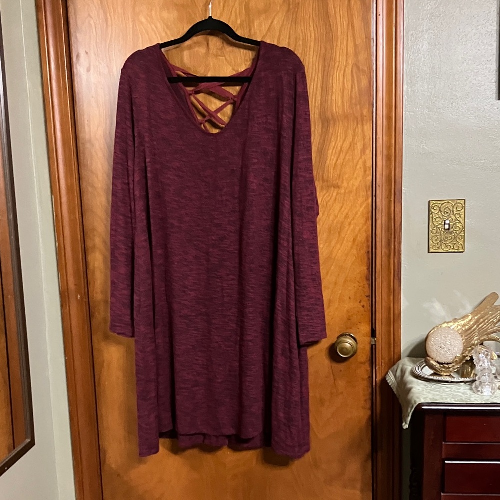 Just Be Maroon Long Sleeve Dress